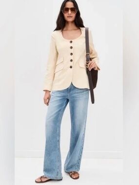Rag & bone Roslyn Linen Blazer Light Tan
